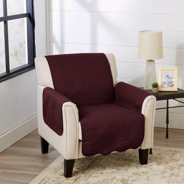 Wine / Light Grey Reversible Microfiber Chair Furniture Protector
