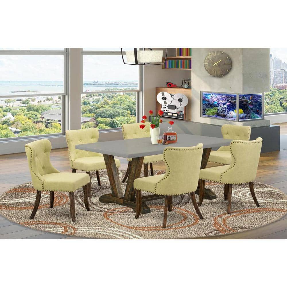 7-Piece Rectangle Natural Oak Finish Solid Wood Top Dining Table with 6 Parson-Chairs with Lattice Back price history on PriceWatchPro