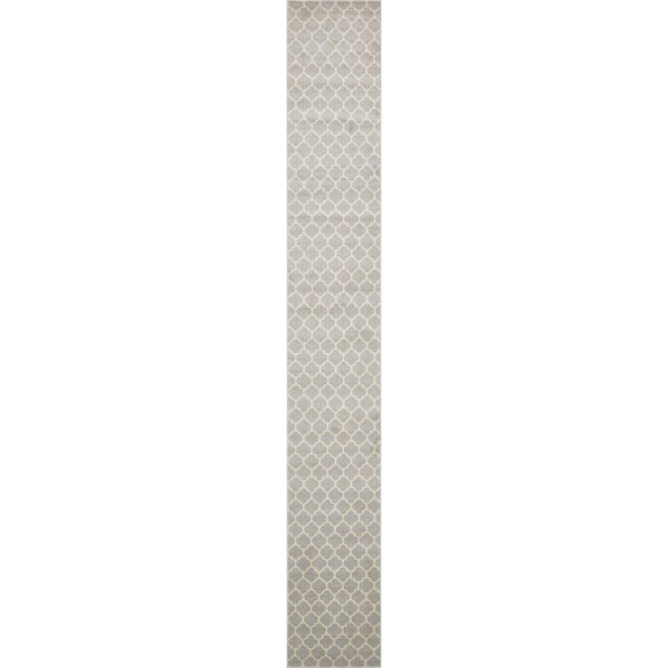 Unique Loom Trellis Philadelphia Light Gray/Beige 2' 7 x 19' 8 Runner Rug