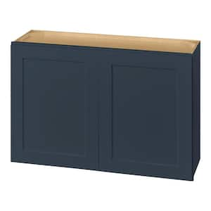 Avondale 36 in. W x 12 in. D x 24 in. H Ready to Assemble Plywood Shaker Wall Bridge Kitchen Cabinet in Ink Blue