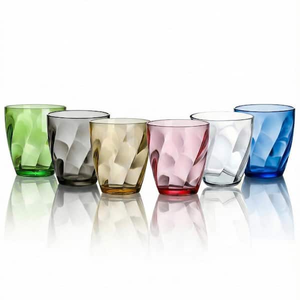 Set of 6 Crystal Clear Acrylic Plastic Drinking Glasses 16 oz Stackable Tumblers Dishwasher Safe Reusable