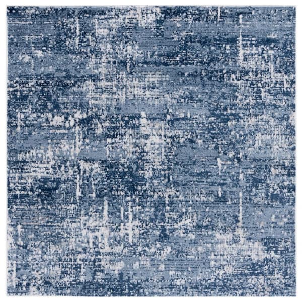 Amelia 7 ft. x 7 ft. Ivory/Dark Blue Abstract Distressed square Area Rug