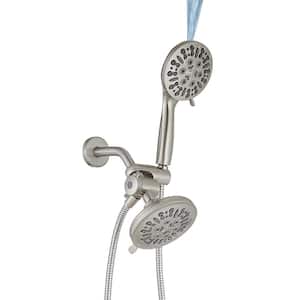 2-in-1 Single Handle 6-Spray Round Rain Shower Faucet 2.5 GPM with Adjustable Heads in. Brushed Nickel (Valve Included)