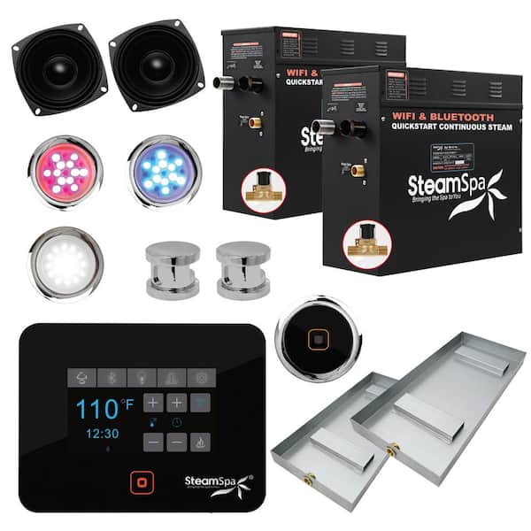 SteamSpa Black Series Wi-Fi and Bluetooth QuickStart Steam Bath Generator Package Control Kit in Polished Chrome