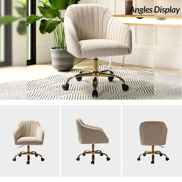 JAYDEN CREATION Jacinda Modern Tan Velvet Swivel and