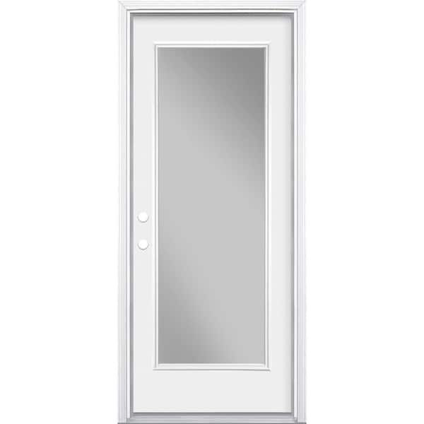 Masonite 32 in. x 80 in. Premium Full Lite Right-Hand Inswing Primed Steel Prehung Front Exterior Door with Brickmold
