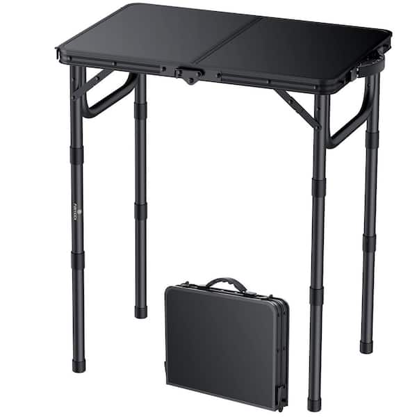 Camping 23.6 in. Aluminum Rectangle Aluminum Picnic Tables Table only with Umbrella Hole Adjustable Height