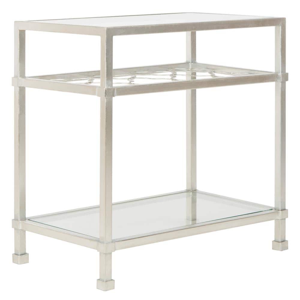 Hanzel Silver Leaf and Glass Rectangular Side Table