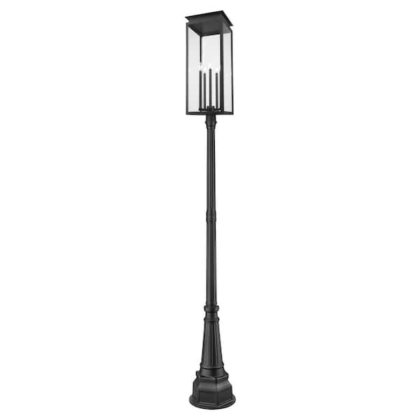 Unbranded Nova 5 Light Black Aluminum Weather Resistant Outdoor Post Light Set with No Bulbs Included