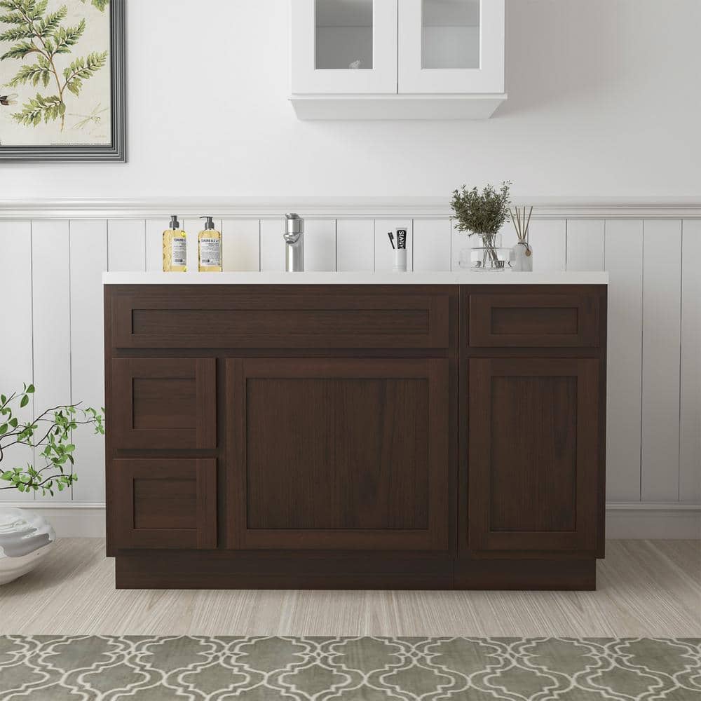 51 in. W x 21 in. D x 32.5 in. H Bath Vanity Cabinet without Top in Brown (Unassembled) price history on PriceWatchPro