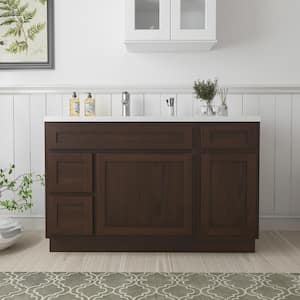 51 in. W x 21 in. D x 32.5 in. H Bath Vanity Cabinet without Top in Brown