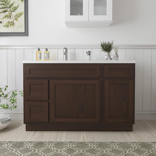 Vanity Art 51 in. W x 21 in. D x 32.5 in. H Bath Vanity Cabinet without Top in Brown