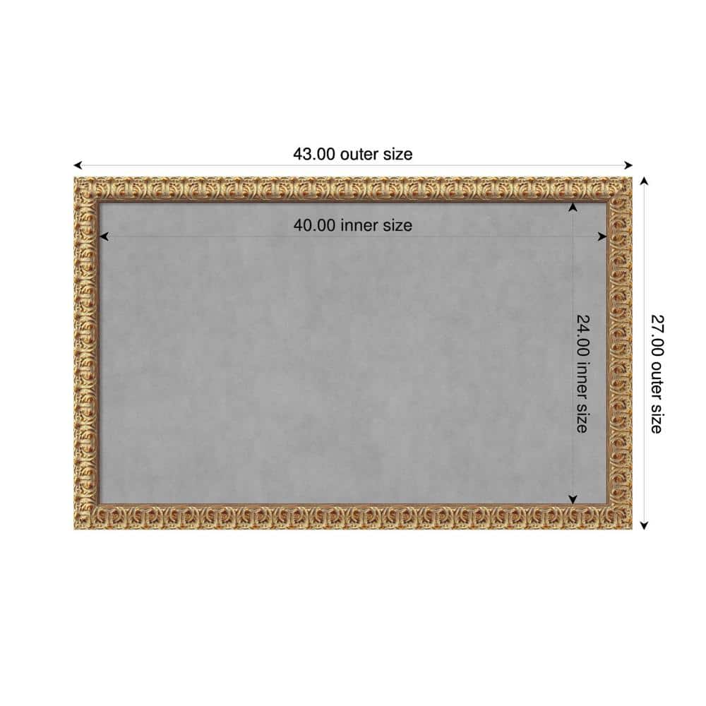 Florentine Gold Framed Grey Magnetic Memo Board 40x24