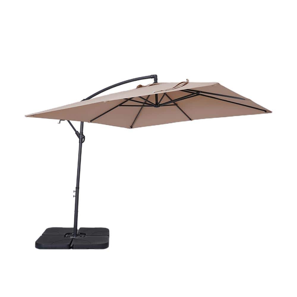 Rust Resistant 8.2 ft. Steel Square Outdoor Cantilever Patio Umbrella in Be