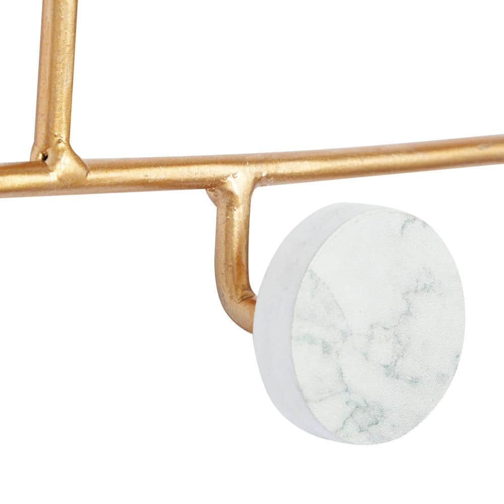 Gold and White Marble Wall Hook Sculpture