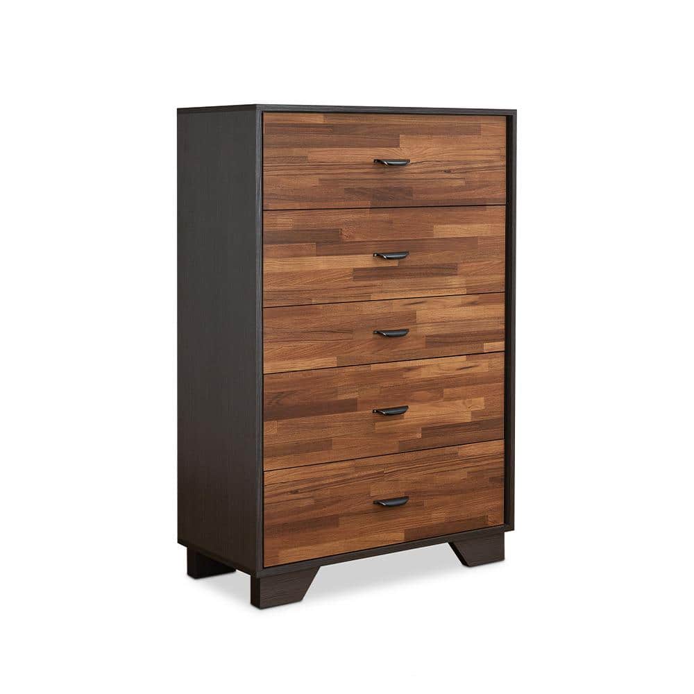 Eloy Industrial Walnut & Espresso Chest with Deep Felt-Lined Drawer