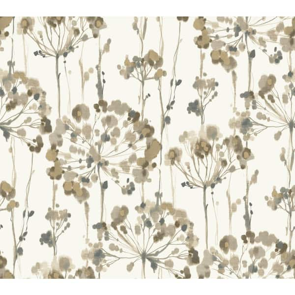 York Wallcoverings Taupe Metallic Flourish Paper Unpasted Matte ...