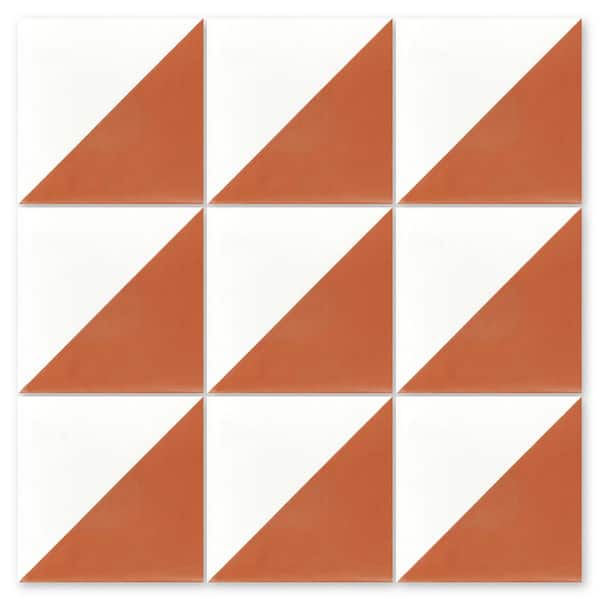Villa Lagoon Tile Man Overboard Terracotta and White/Matte 8 in. x 8 in. Cement Handmade Tile Sample