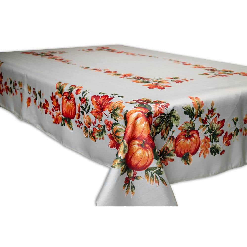 Sienna 60 in. x 84 in. 100% Polyester Beige Floral Tablecloth