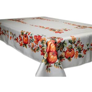 Sienna 60 in. x 84 in. 100% Polyester Beige Floral Tablecloth