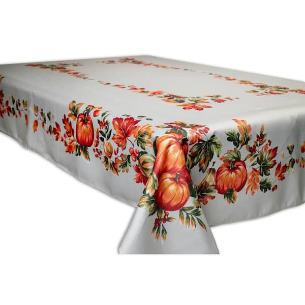 Sienna 60 in. x 102 in. 100% Polyester Beige Floral Tablecloth 484872 ...