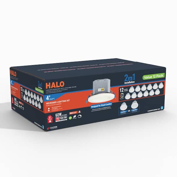 CJB 4 in. 2-in-1 Installation LED Downlight with Attached JBOX, 5CCT, 600 Lumens, 60-Watt Equivalent, (12-Pack)