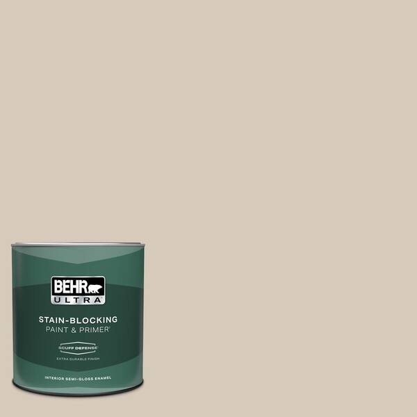 BEHR ULTRA 1 qt. #PPU5-12 Almond Wisp Extra Durable Semi-Gloss Enamel Interior Paint & Primer