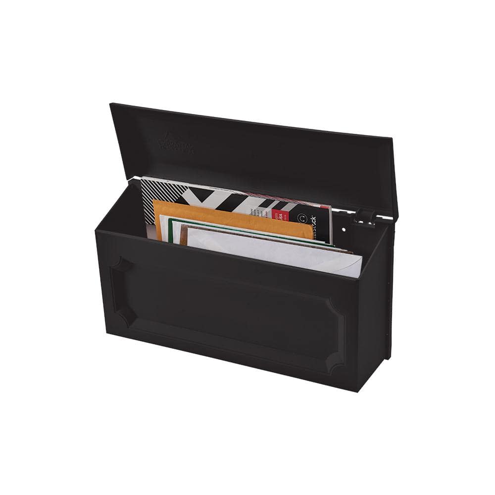 Windsor Black Plastic Wall Mount Mailbox with Decorative Design