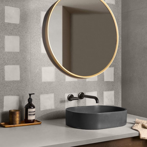 Vessira Deco Gray 35 in. x 35 in. Concrete Look Semi-Polished Porcelain Floor and Wall Tile (17.64 sq. ft. / Case)