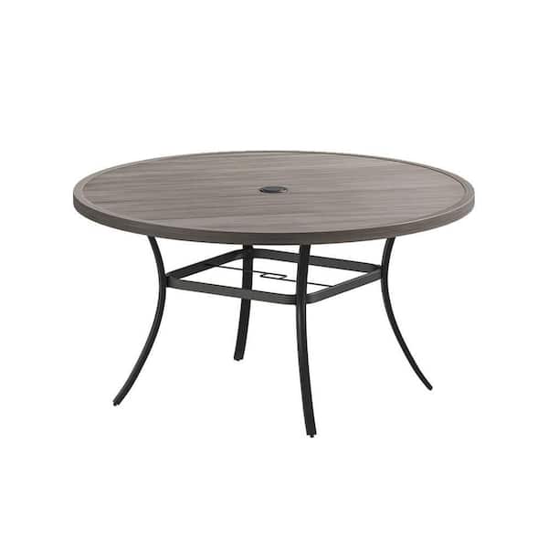 53 in. Gray Round Metal Outdoor Dining Table