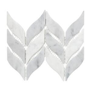 Leaf Waterjet  6 in. x 6 in. x 0.4 in. White Carrara Recycled Glass Marble Looks Mosaic Tile (1-Pack, 0.25 sq. ft.)