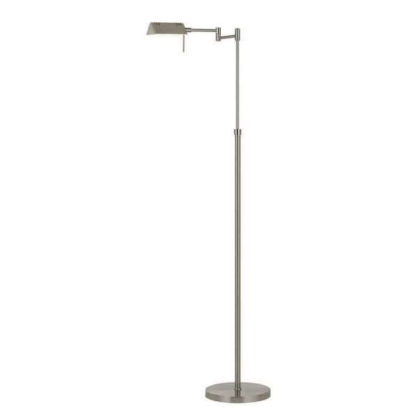 HomeRoots 61 in. Nickel Adjustable Swing Arm Floor Lamp