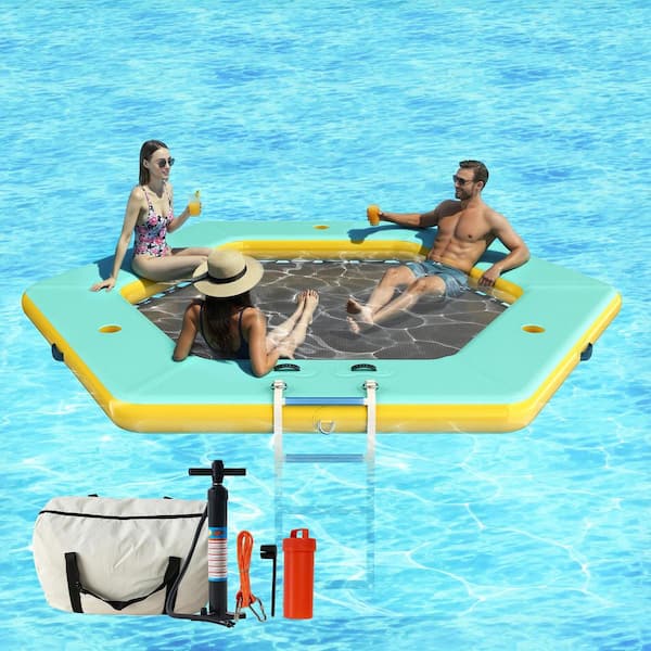 Beach Party Series 10 ft. Inflatable Hexagon Floating Hammock Dock