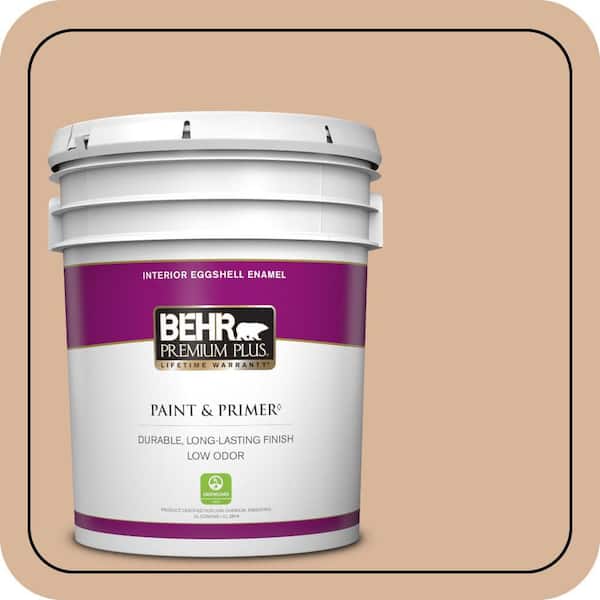 BEHR PREMIUM PLUS 5 gal. #ECC-40-1 Canewood Eggshell Enamel Low Odor Interior Paint & Primer