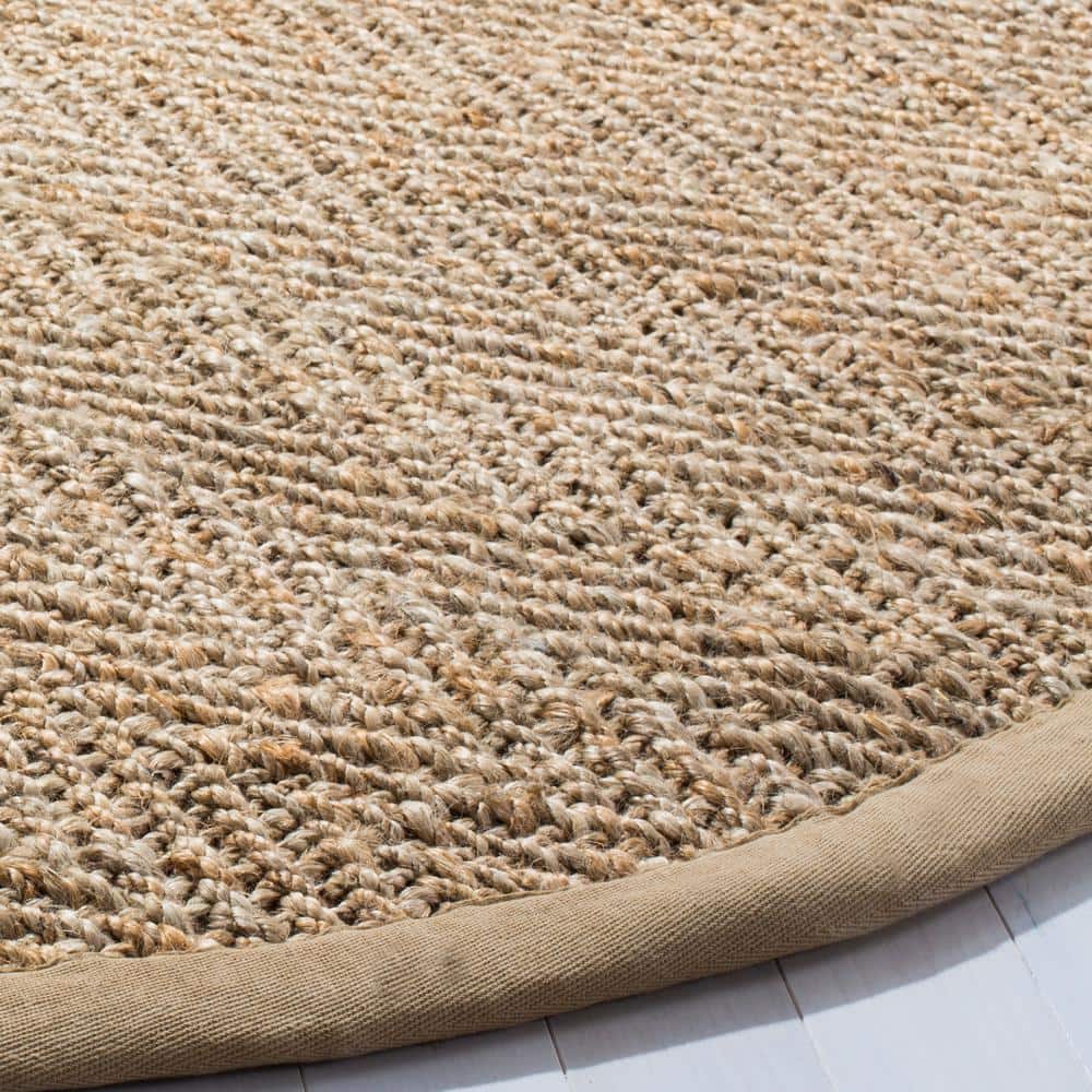 Natural 8' Round Handmade Braided Jute Area Rug