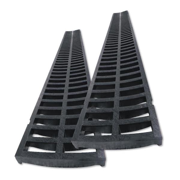 RELN Storm Drain 4.5 in. x 39.25 in. Channel Drain Replacement Black Grate (2-Pack)