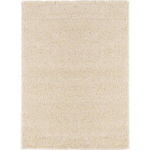 Sweet Home Stores Cozy Shag Collection Cream 8 ft. x 10 ft. Indoor Area Rug