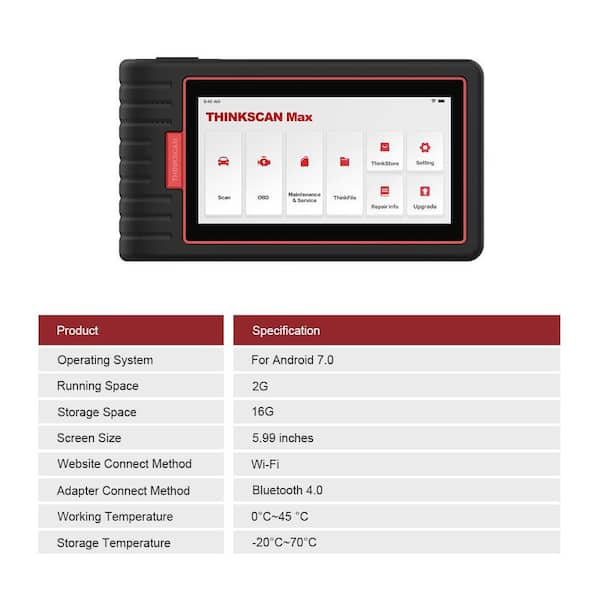 Thinkcar 5 in. OBD2 Scanner Car Code Reader Professional Tablet Vehicle  Diagnostic Scan Tool THINKSCAN PLUS S2 TKPS2 - The Home Depot
