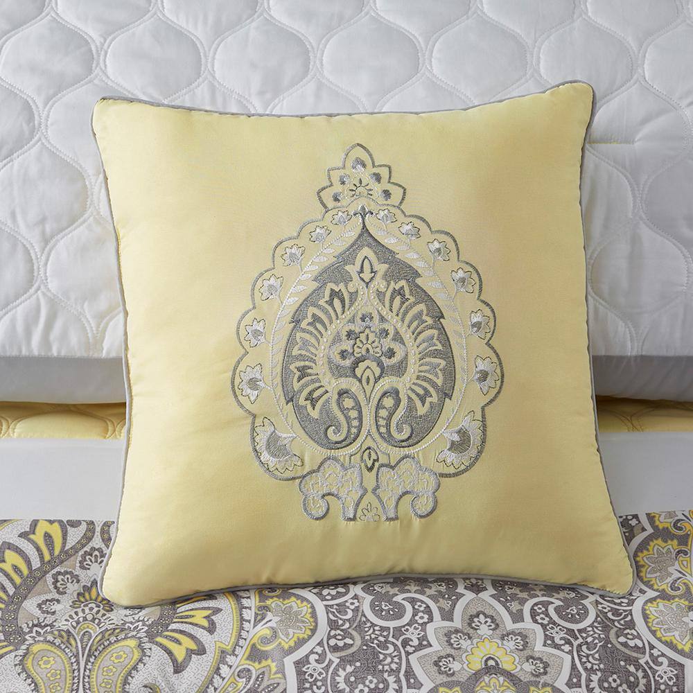 Shawnee Yellow and Gray 8-Piece Queen Microfiber Comforter Set
