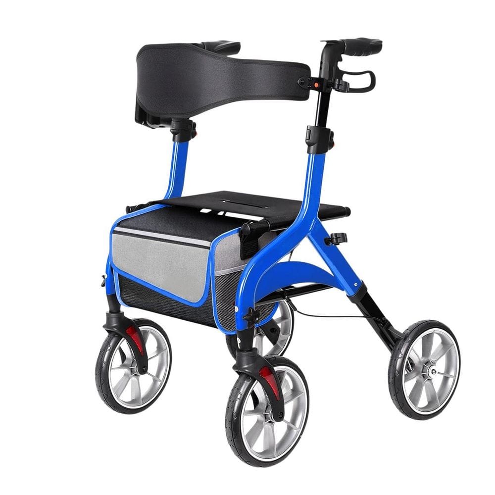 4-Wheel Foldable Seat Walker Rollator in Blue, Adjustable Height, 10in All-Terrain Wheels, for Shopping Garden Walking price history on PriceWatchPro