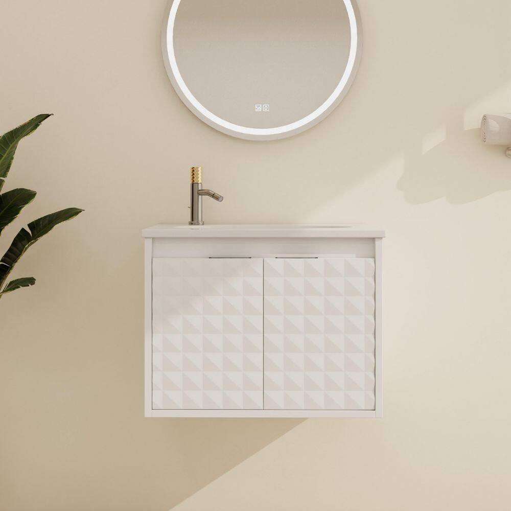 24 in. W x 18.2 in. D x 18.5 in. H Wall-Mounted Bath Vanity in White with W