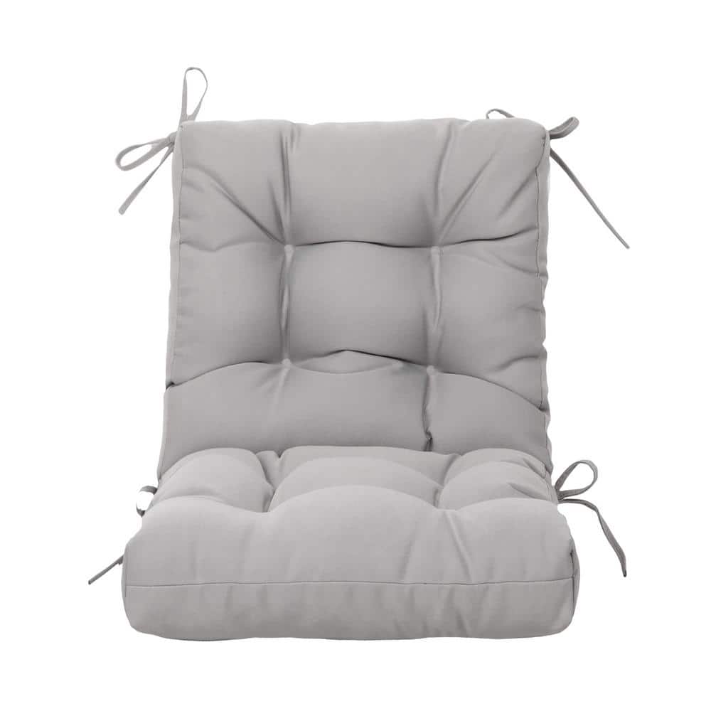Gray Tufted UV Resistant Outdoor Chair Cushion