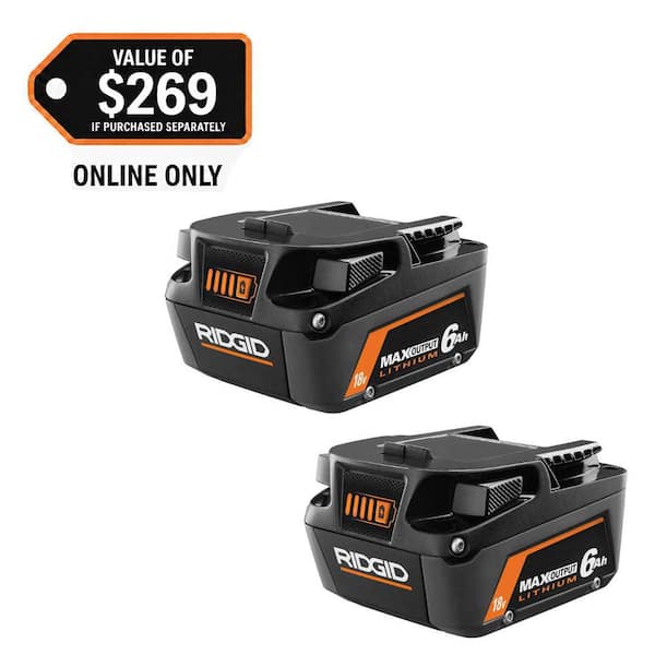 18V 6.0 Ah MAX Output Lithium-Ion Batteries (2-Pack)