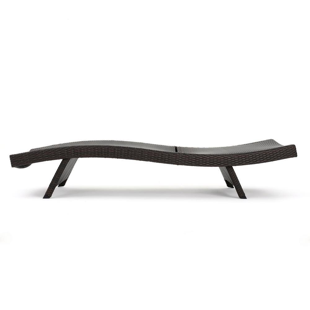 Multibrown Wicker Adjustable Outdoor Armless Chaise Lounger Set