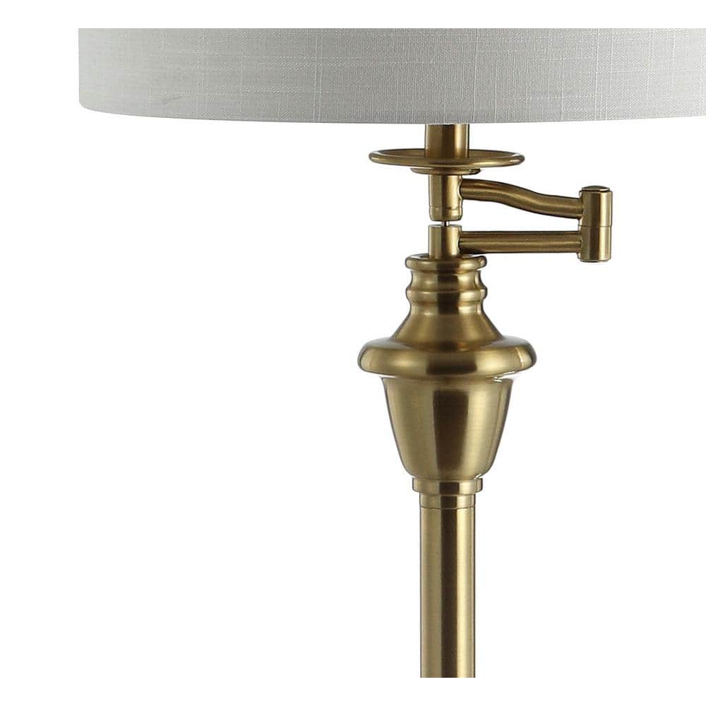Cora 60" Antique Gold Metal/Glass LED Floor Lamp with Linen Shade