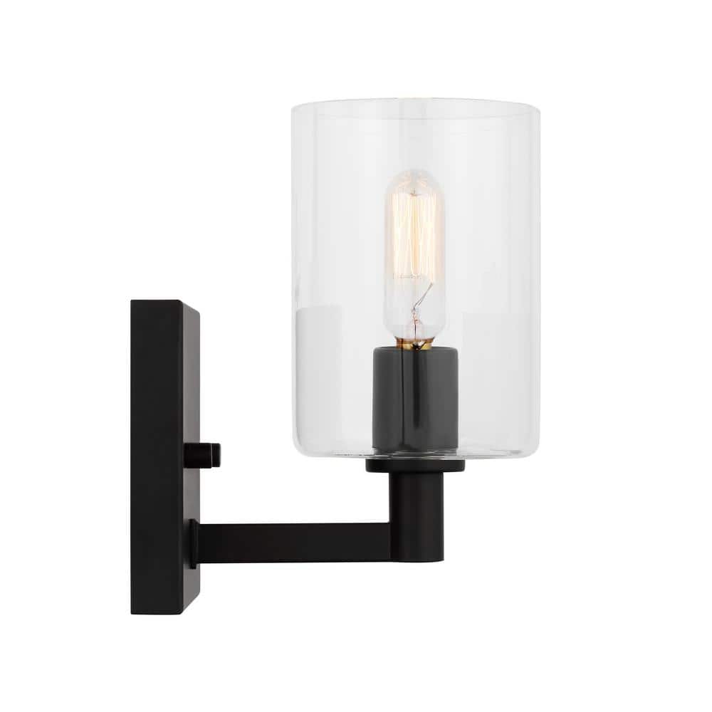 Fullton Midnight Black Cylinder Bath Sconce, 7.75 in