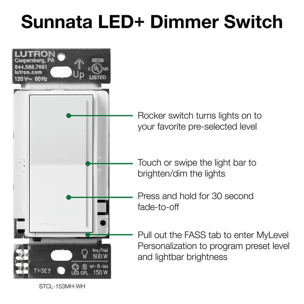 Lutron Black Gloss Touch Dimmer Switch for LED and Incandescent Bulbs