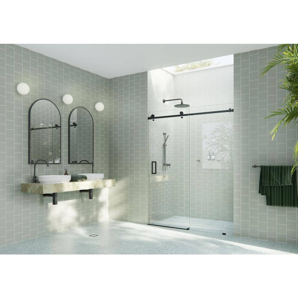 Astro 72" x 78" Frameless Glass Sliding Shower Door in Matte Black