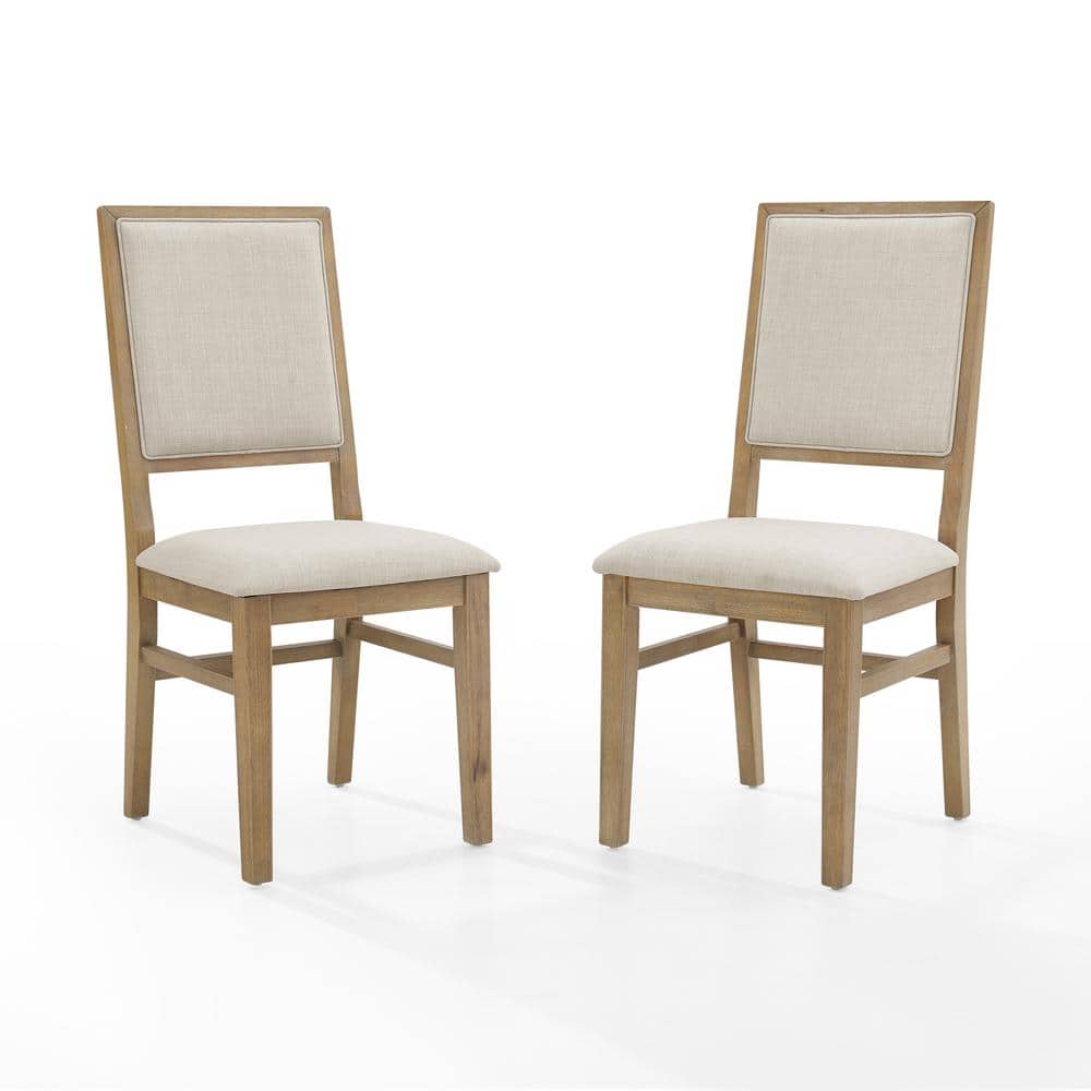 Joanna Cream Linen and Light Wood Rustic Dining Chair Set