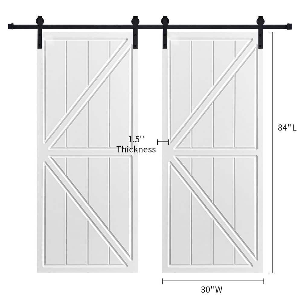 Double Modern K Frame 30 in. x 84 in. MDF White Barn Sliding Door With Hardware kit price history on PriceWatchPro